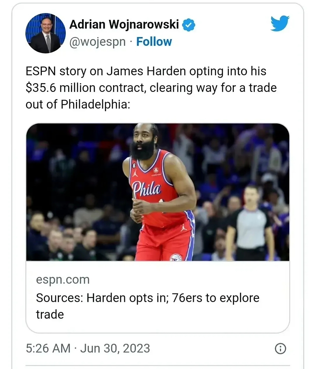 ESPN建议火箭和雄鹿进行7换2交易，谈判以换取字母哥